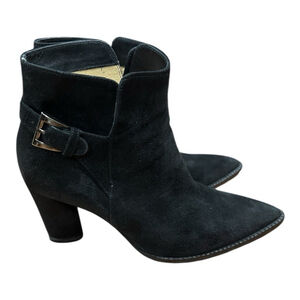 Walter Steiger Ankle Boots Womens 7 Black Italian Suede Heeled Boots